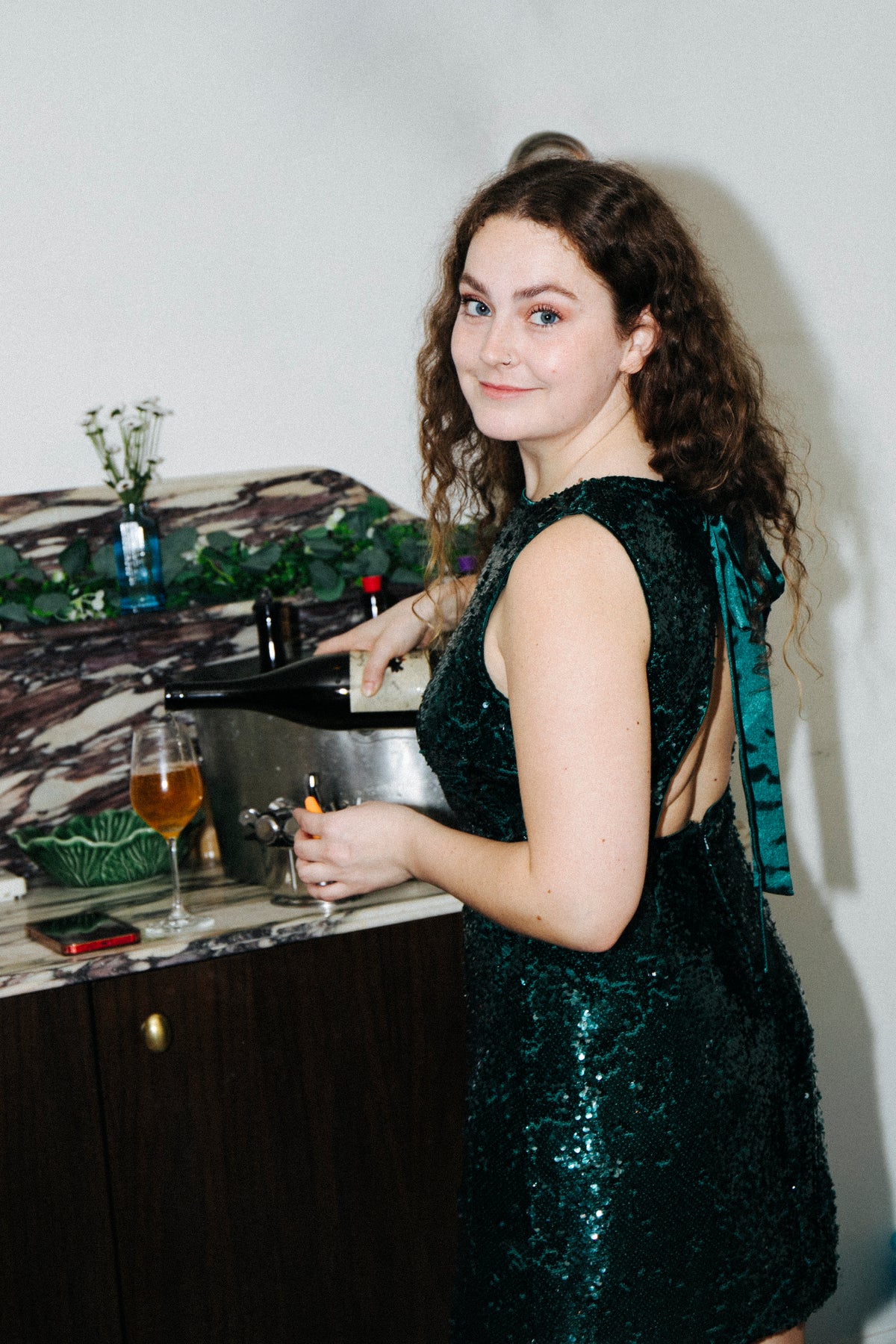 LOUISE DRESS EMERALD SEQUIN