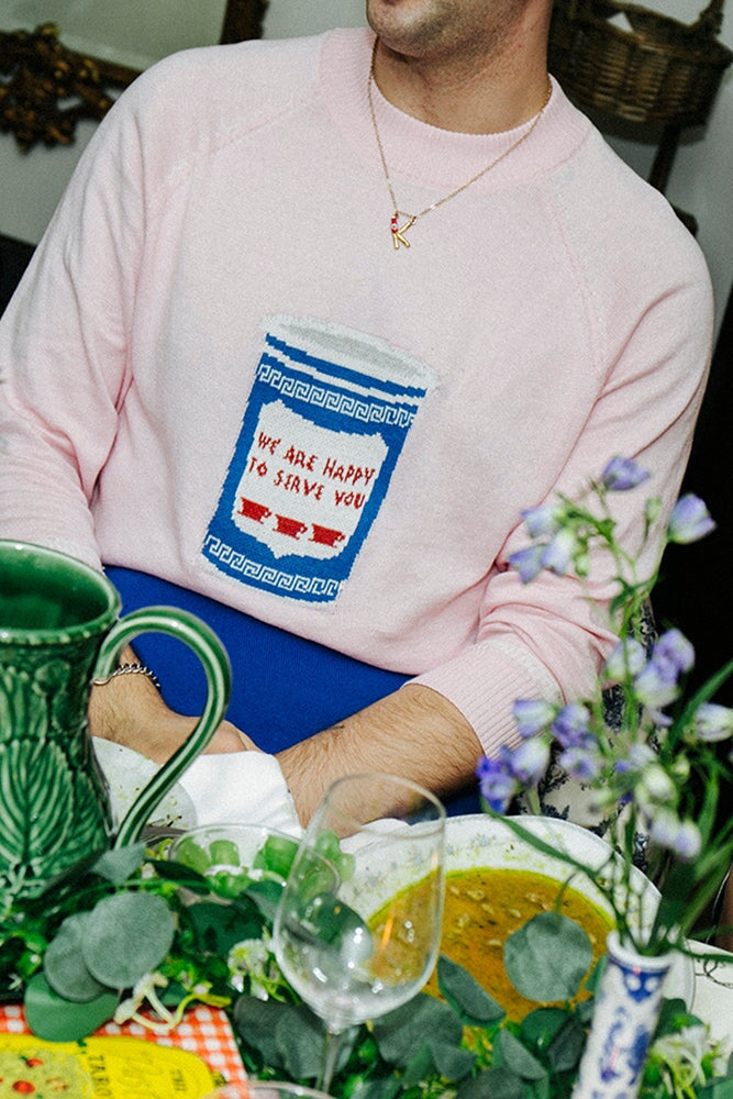 COFFEE CUP SWEATER PINK RachelAntonoff.com