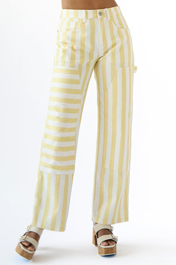 Painted Over Yellow Striped Jeans - RachelAntonoff.com