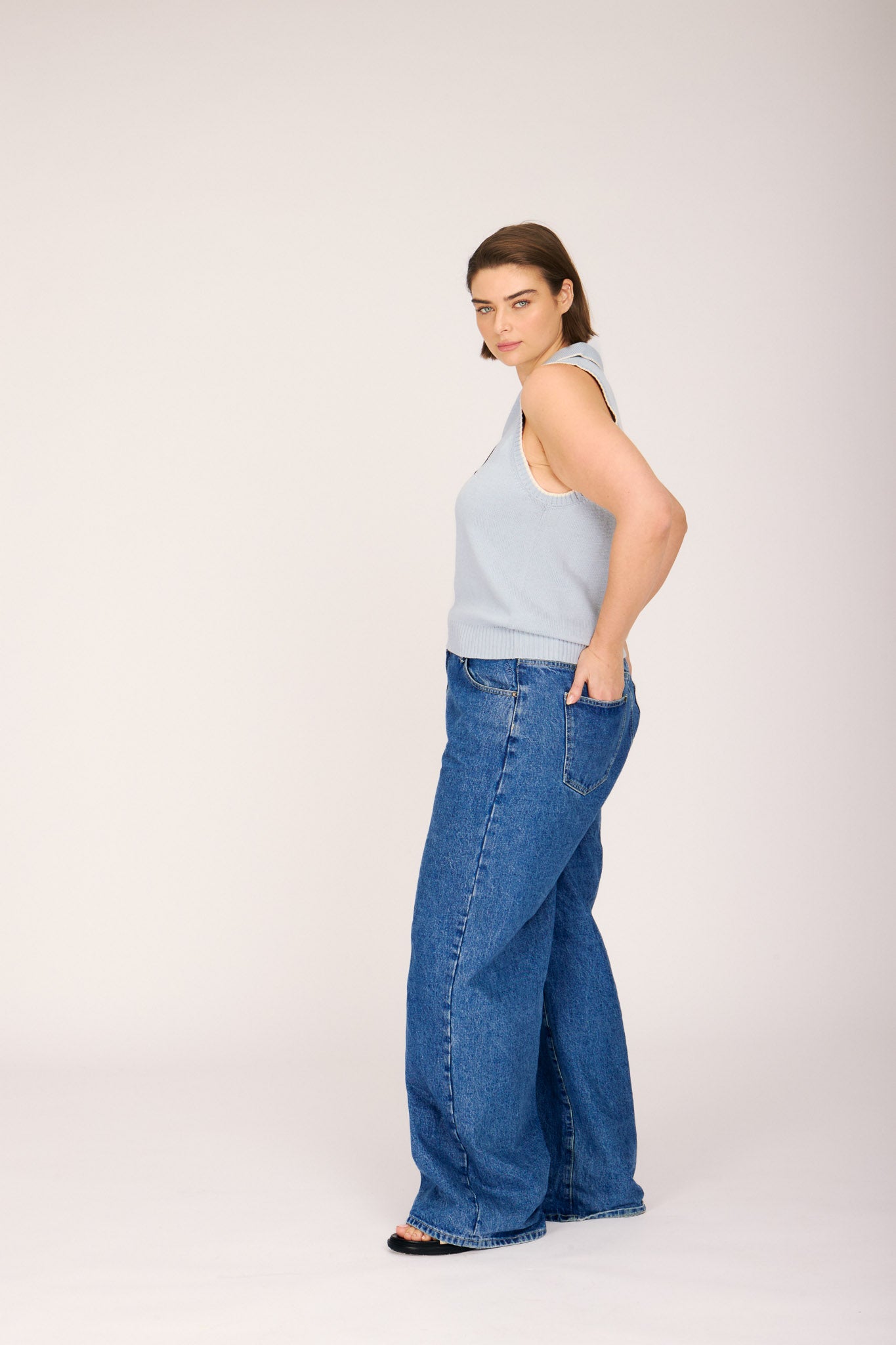 BESSIE POLO PALE BLUE TOPS RachelAntonoff.com