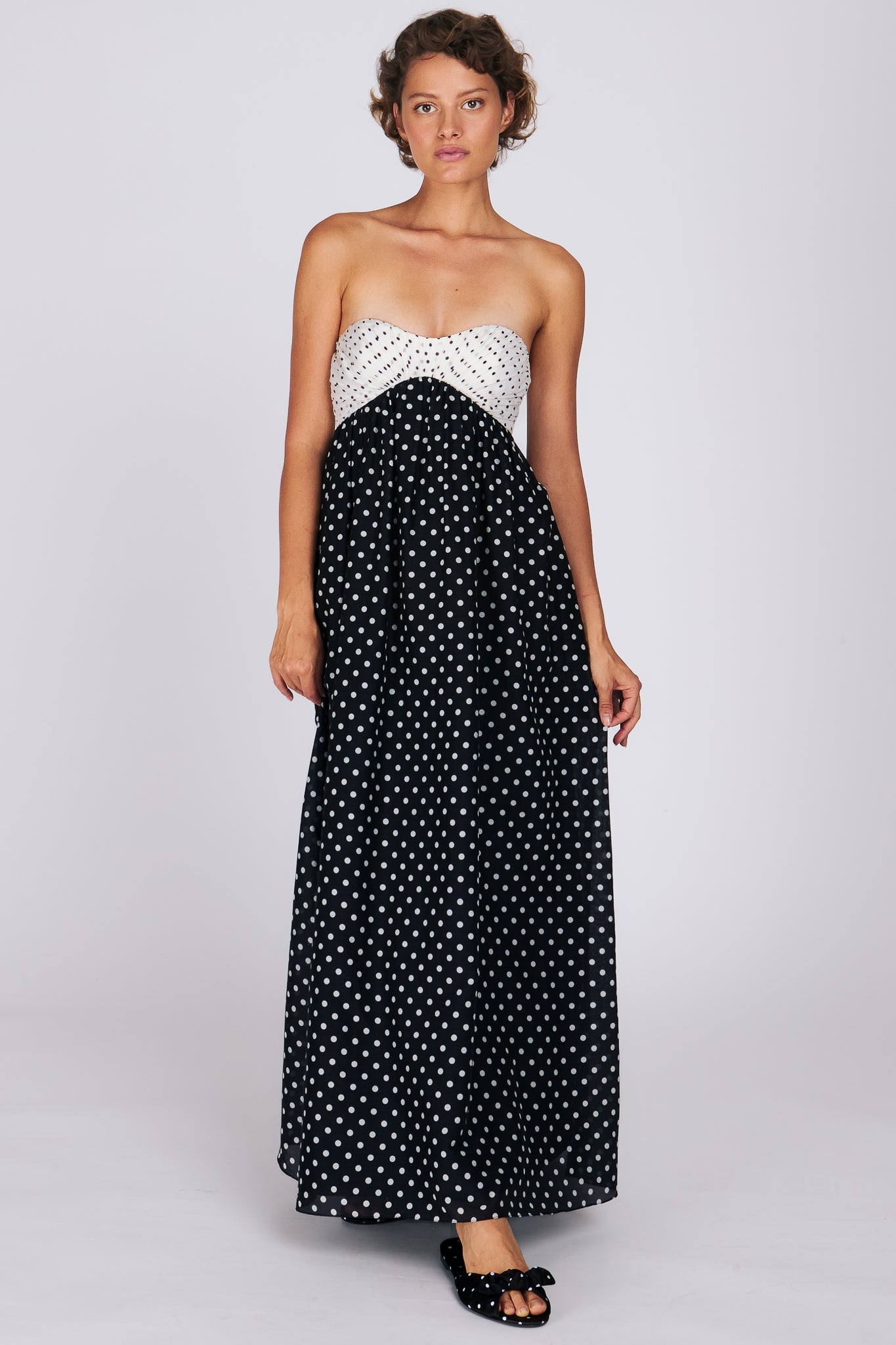 JACLYN MAXI DRESS BLACK & WHITE POLKA DOT DRESSES RachelAntonoff.com