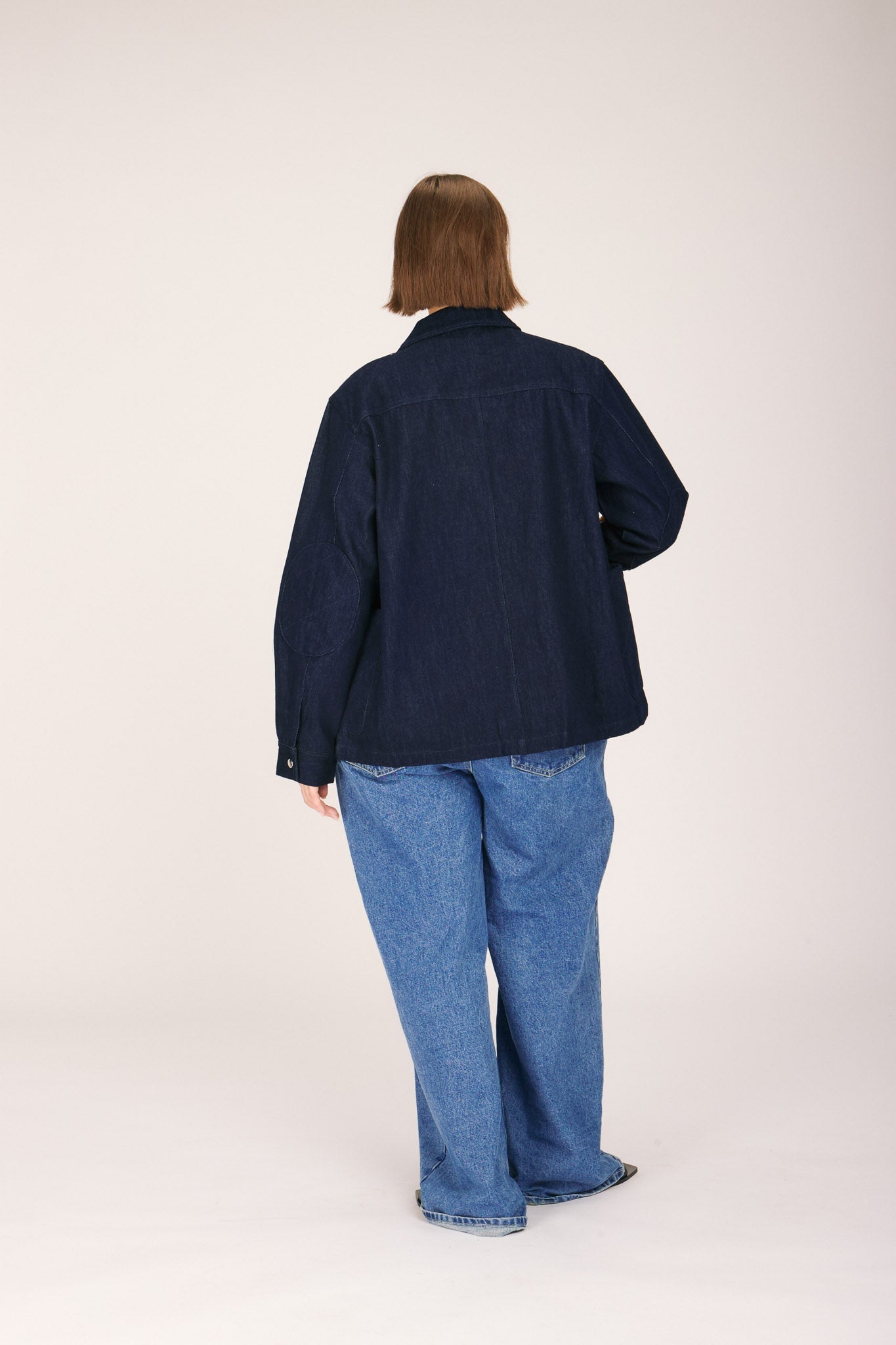 LIZZIE JACKET INDIGO W/ PATCHES OUTERWEAR RachelAntonoff.com