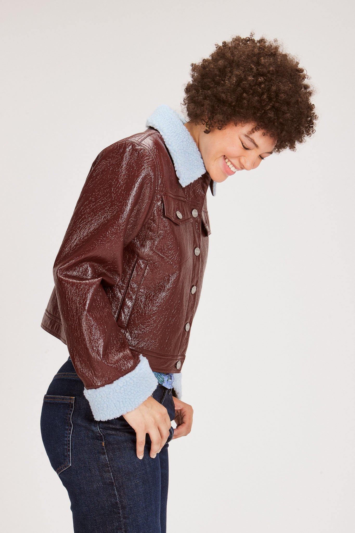 LORELAI JACKET BURGUNDY & ICE BLUE