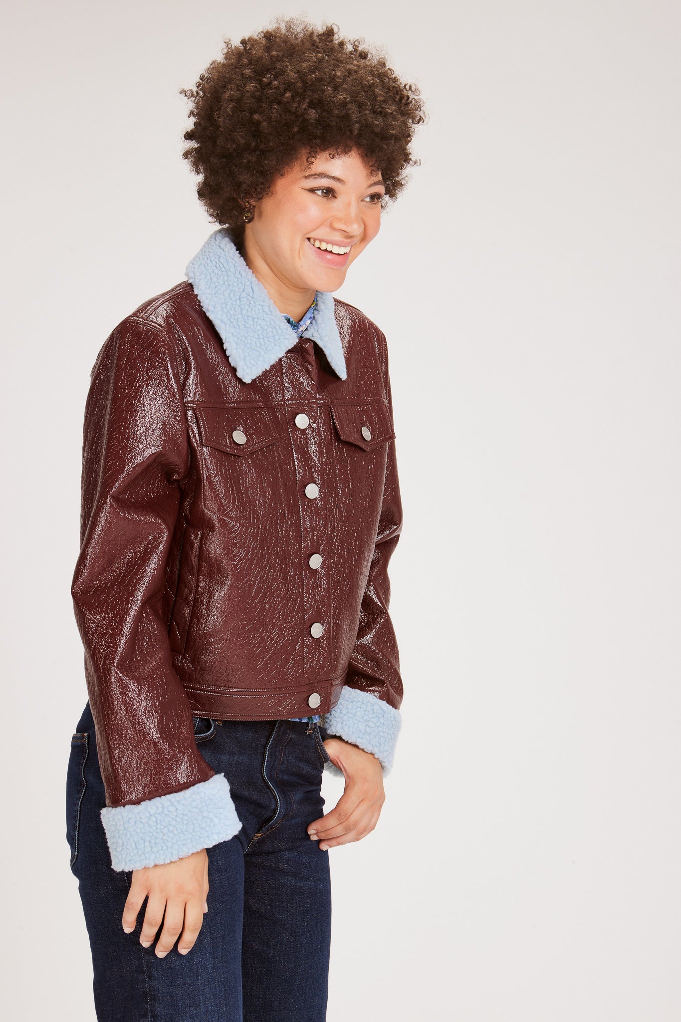 LORELAI JACKET BURGUNDY & ICE BLUE