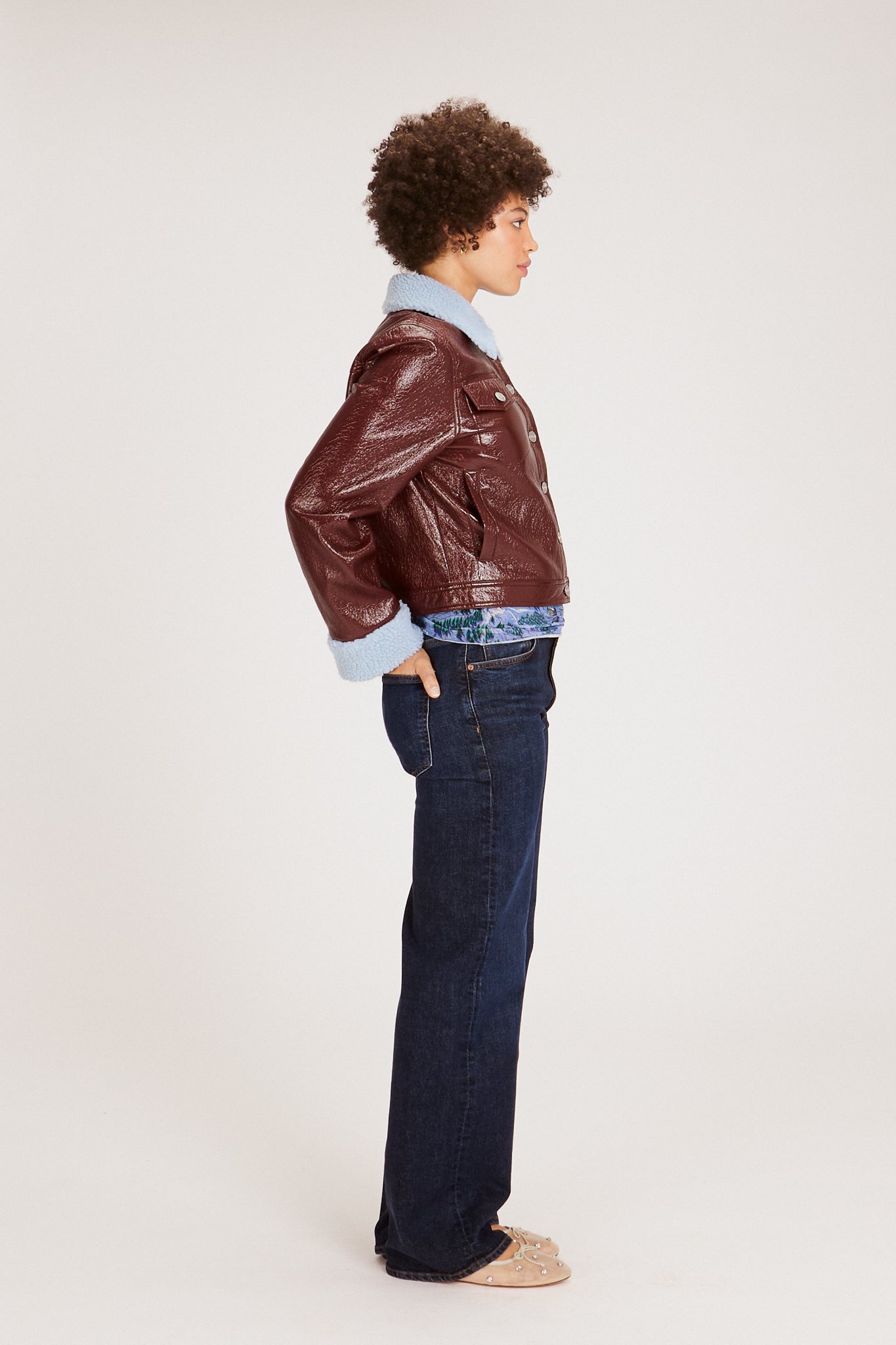 LORELAI JACKET BURGUNDY & ICE BLUE