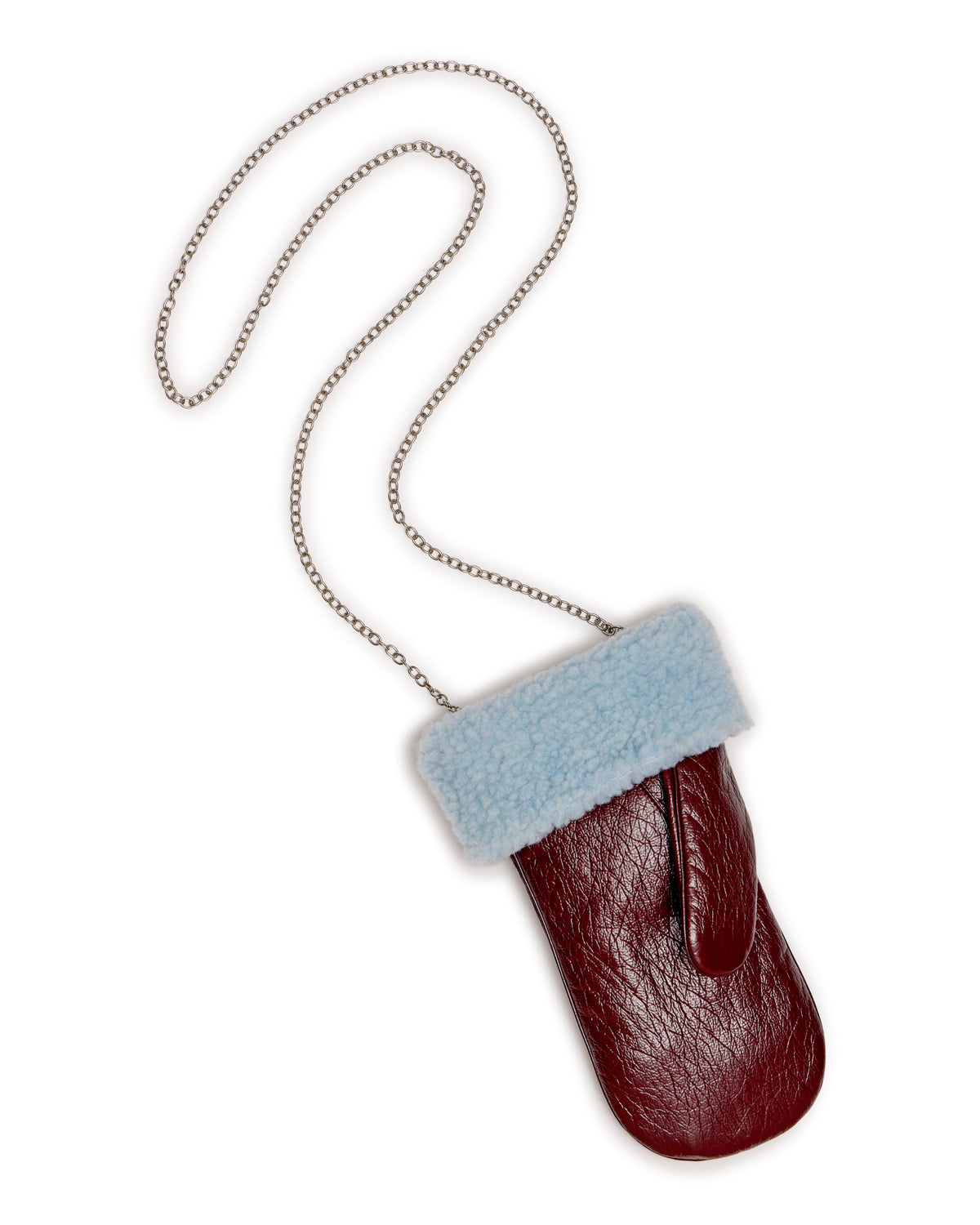 MITTEN BAG BURGUNDY & ICE BLUE