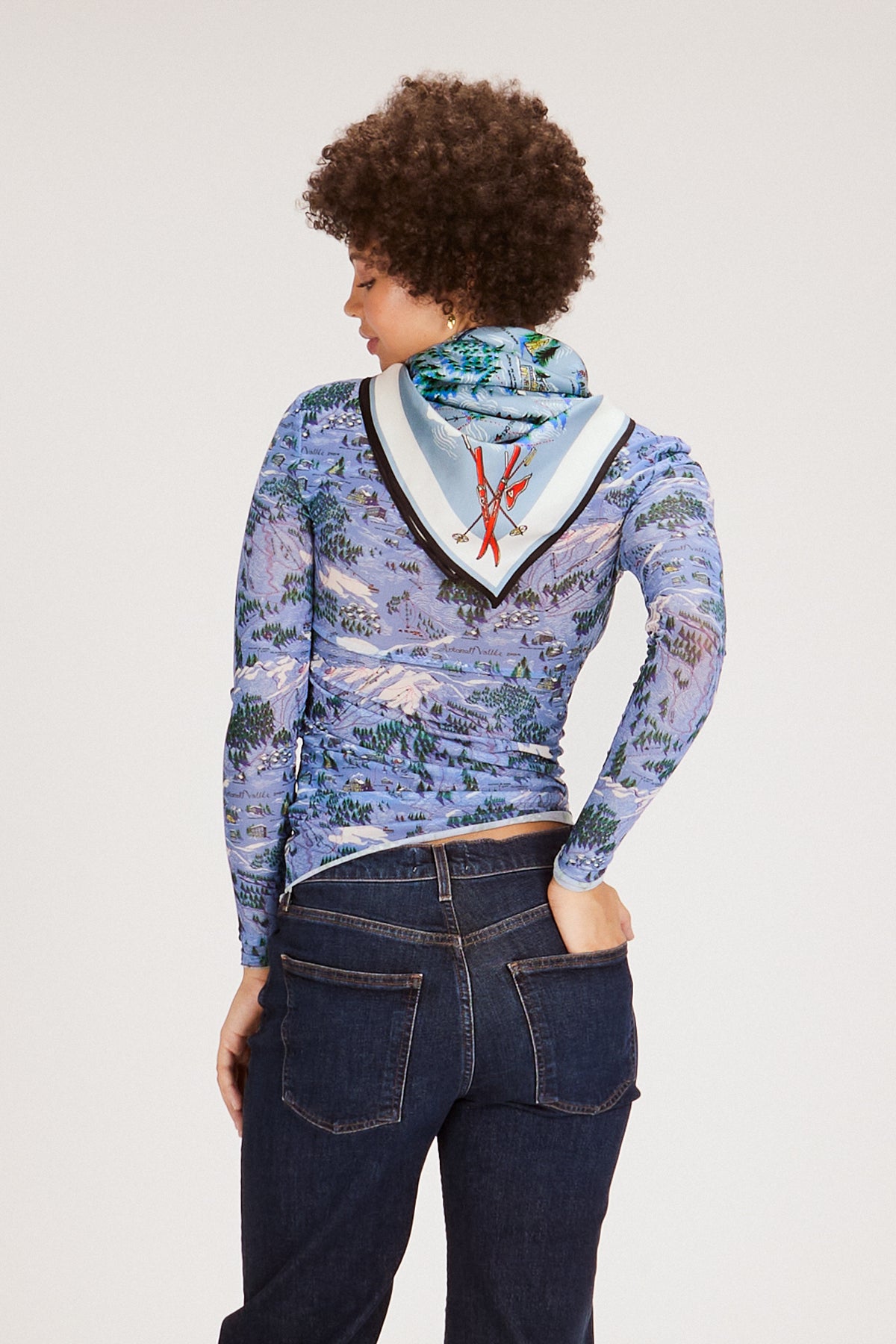SCARLETT SILK SCARF SKI TOWN MAP