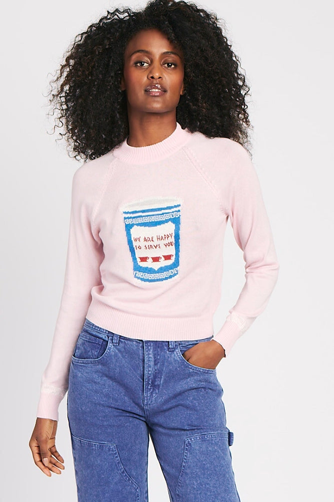 COFFEE CUP SWEATER PINK RachelAntonoff.com