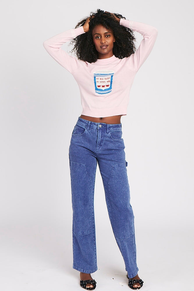 COFFEE CUP SWEATER PINK RachelAntonoff.com