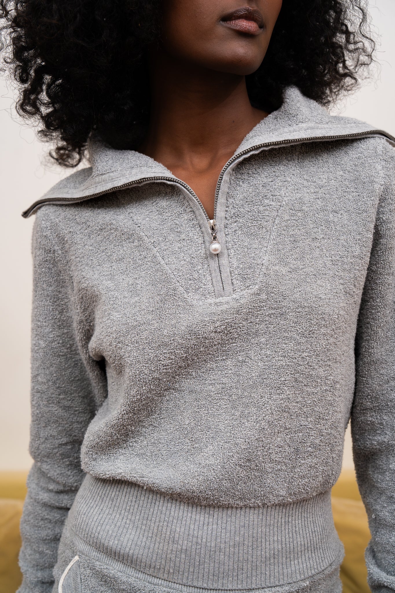 NICO HALF-ZIP GREY SWEATERS RachelAntonoff.com