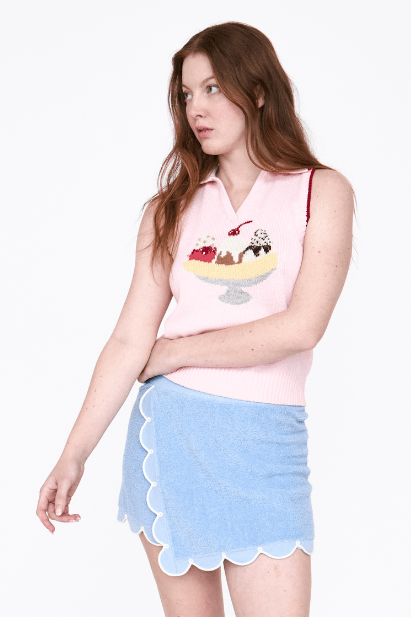 SPLIT SLEEVELESS POLO Tops RachelAntonoff.com 