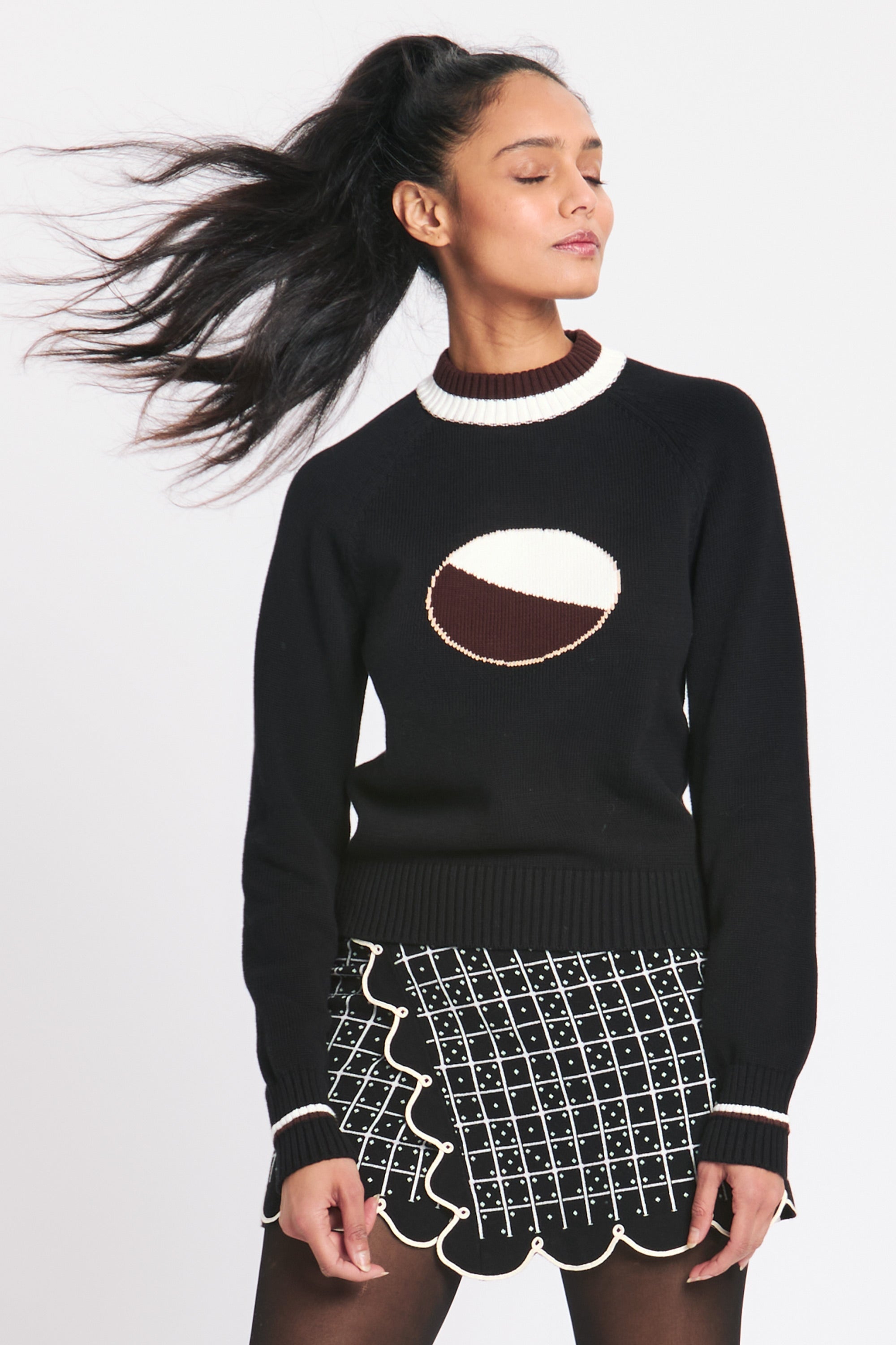 Black and White Cookie Knit Sweater