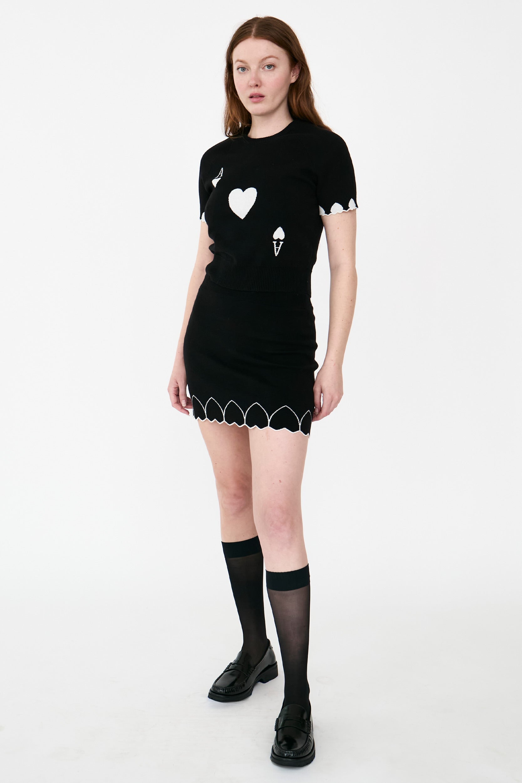 Black Ace of Hearts Mini Skirt XL - Black/White | Rachel Antonoff - XL | Rachel Antonoff Black Ace of Hearts Mini Skirt XL - Black/White | Rachel Antonoff - XL | Rachel Antonoff