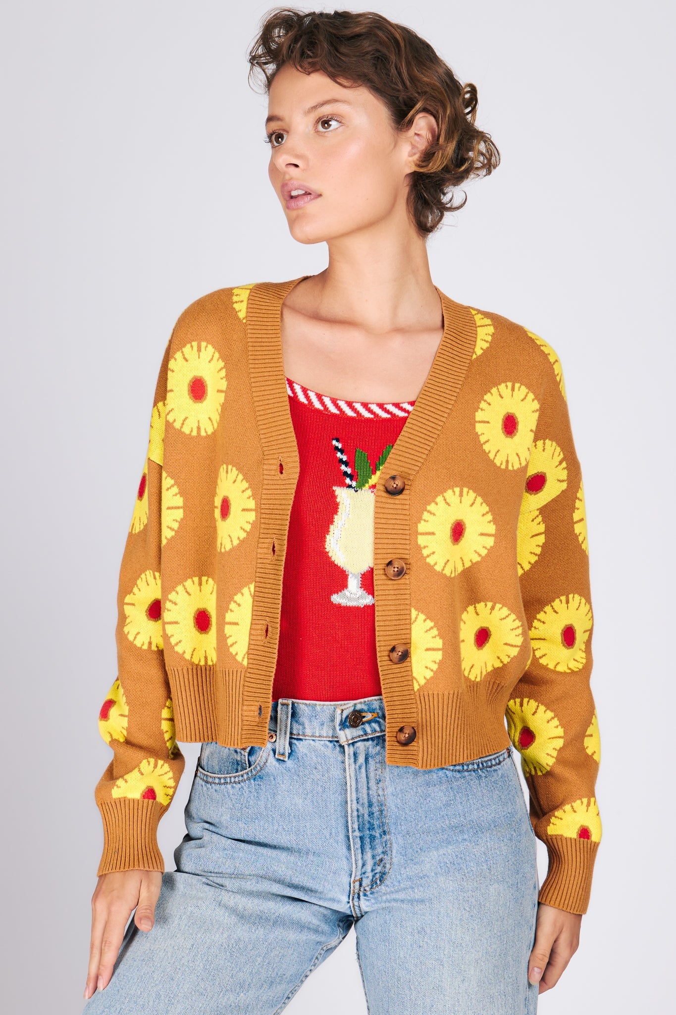 ANA CARDIGAN PINEAPPLE CAKE SWEATERS RachelAntonoff.com 