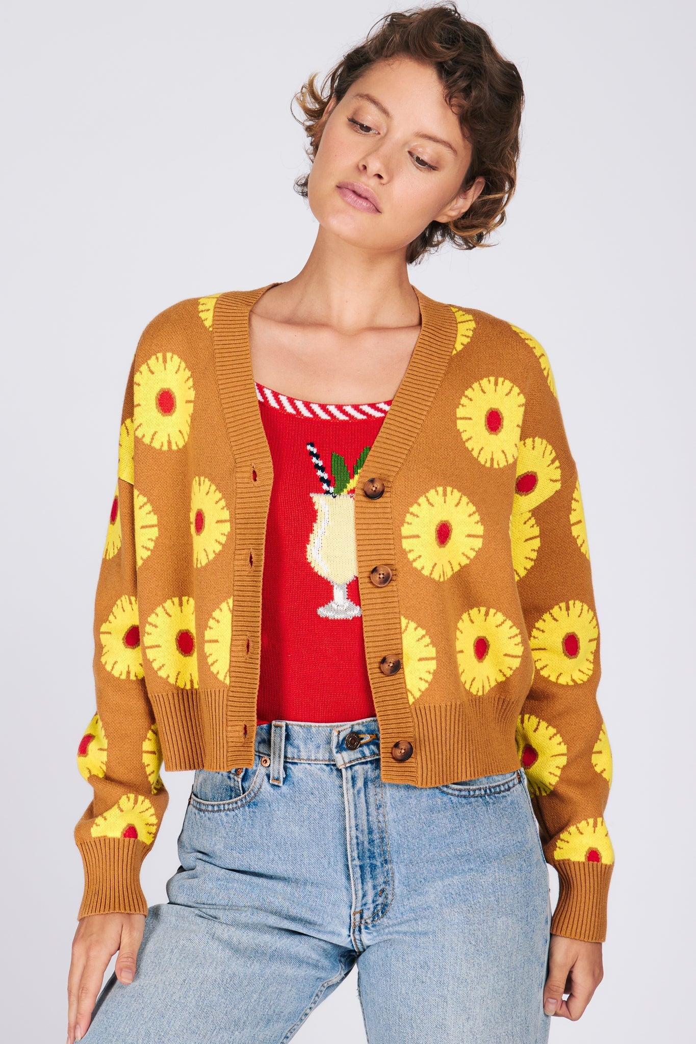 ANA CARDIGAN PINEAPPLE CAKE SWEATERS RachelAntonoff.com 