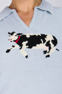 BESSIE POLO PALE BLUE TOPS RachelAntonoff.com 