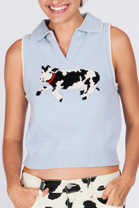 BESSIE POLO PALE BLUE TOPS RachelAntonoff.com 