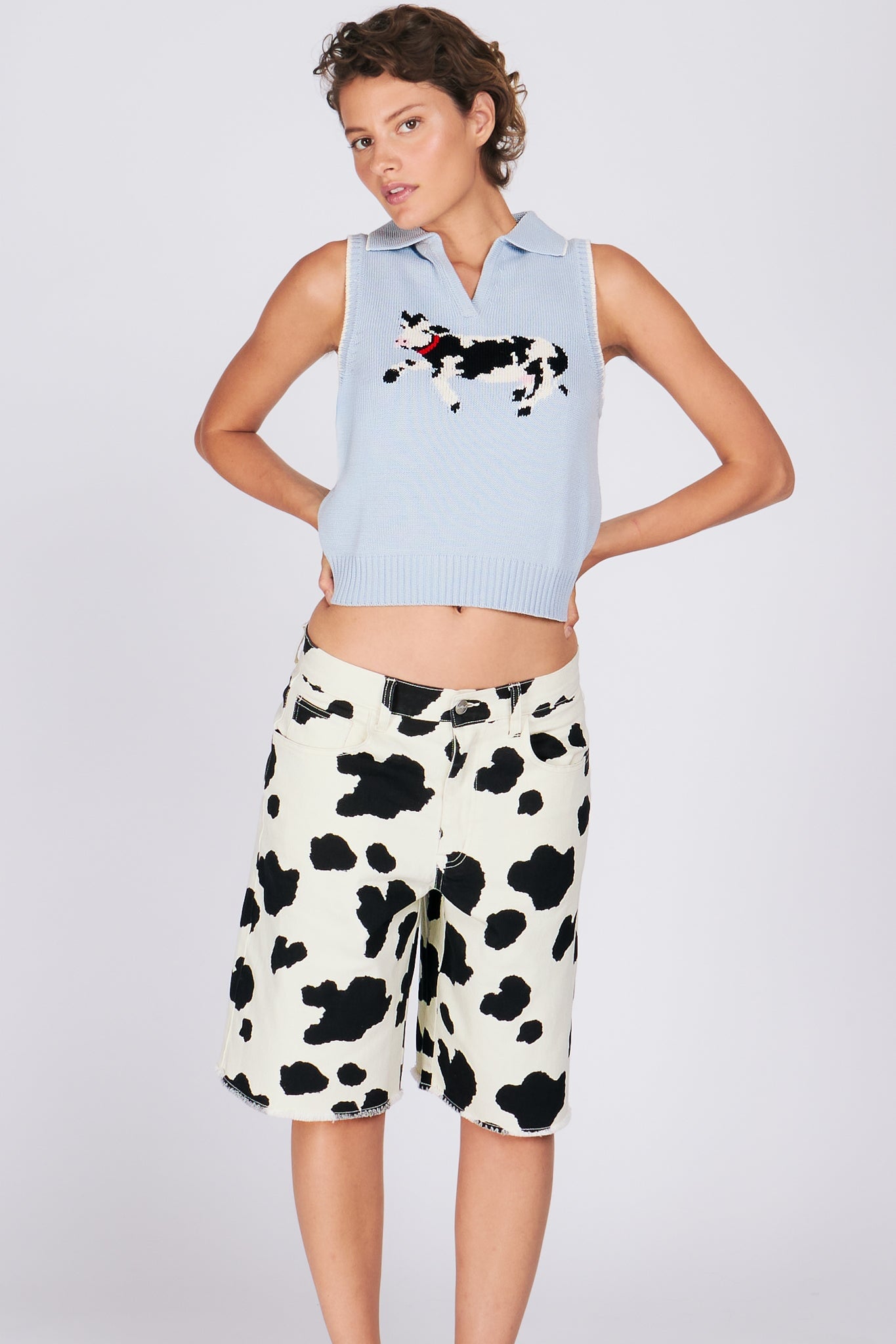 BESSIE POLO PALE BLUE TOPS RachelAntonoff.com 