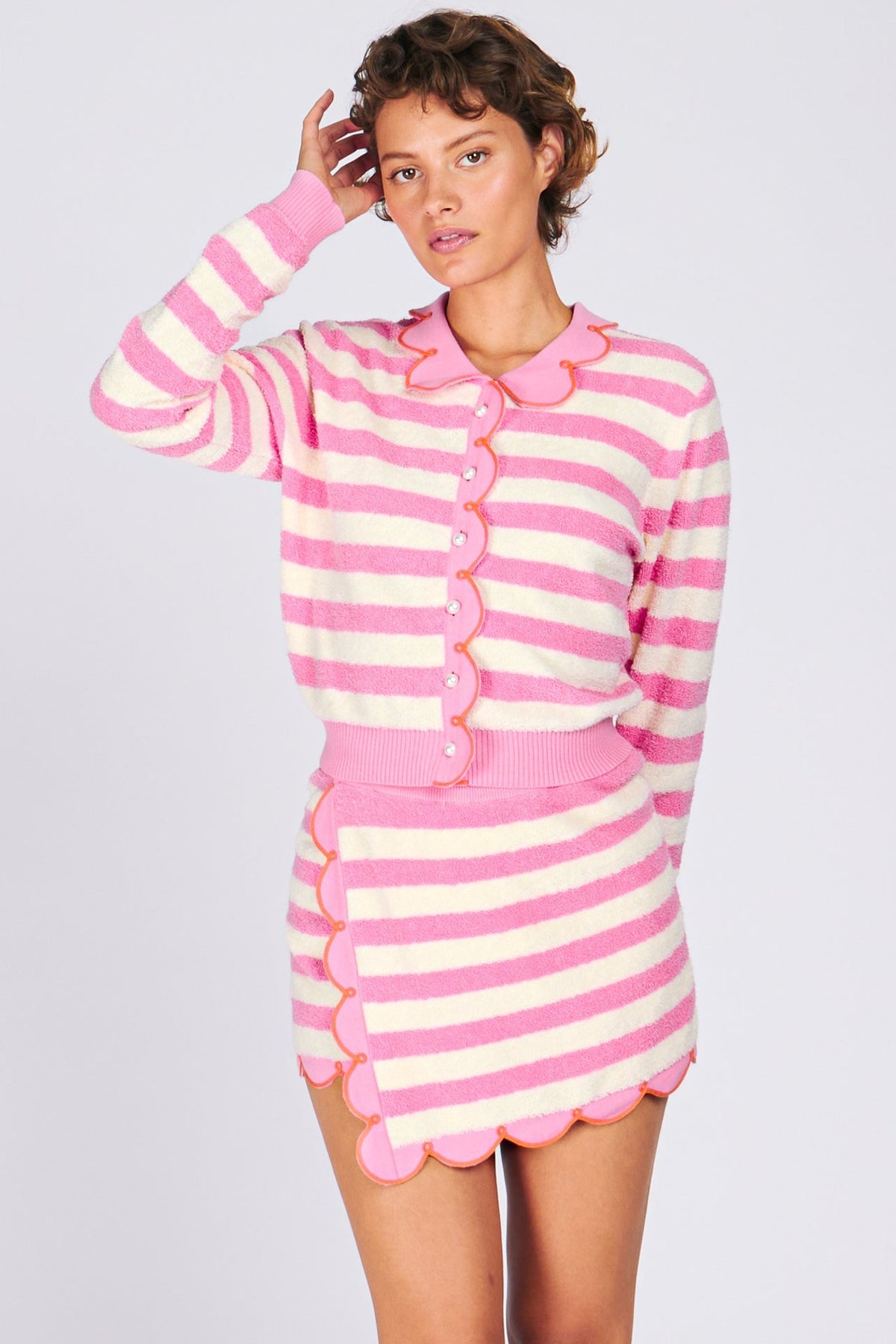 CUPCAKE CARDIGAN PINK TOWEL STRIPE SWEATERS RachelAntonoff.com 