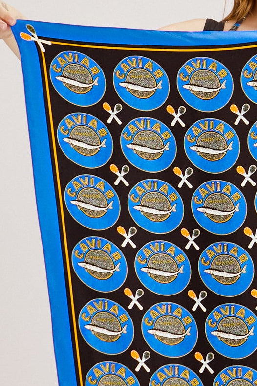 SCARLETT SILK SCARF CAVIAR