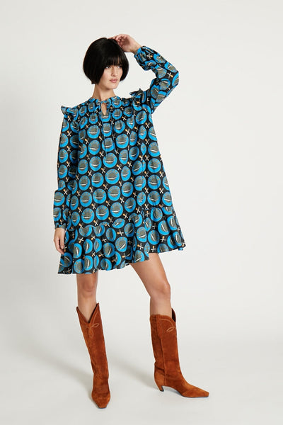 Caviar Printed Puff Long-Sleeve Babydoll Dress - RachelAntonoff.com