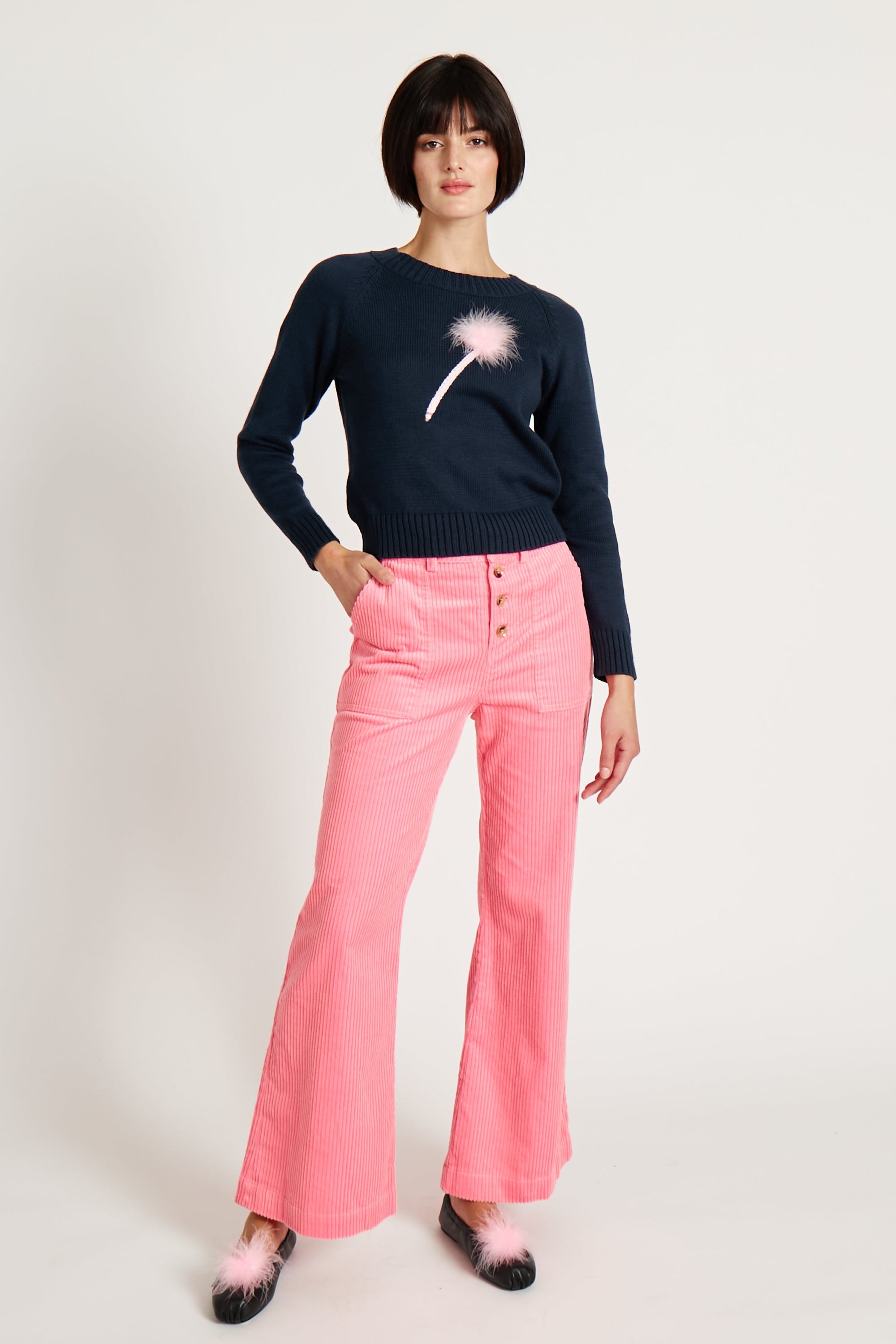Pink Wide Leg Corduroy Pants - RachelAntonoff.com