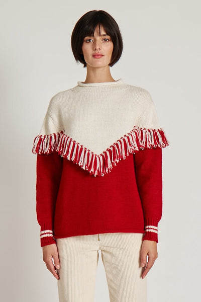 Crimson & Ivory Split Color Mock Neck Sweater - RachelAntonoff.com