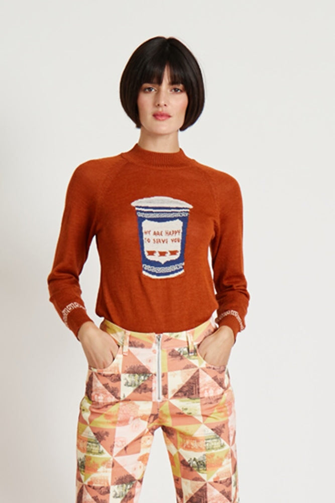 100% Brown Alpaca Coffee Cup Sweater - RachelAntonoff.com