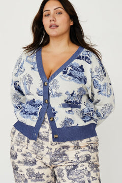 Blue Printed Toile Sweater - RachelAntonoff.com