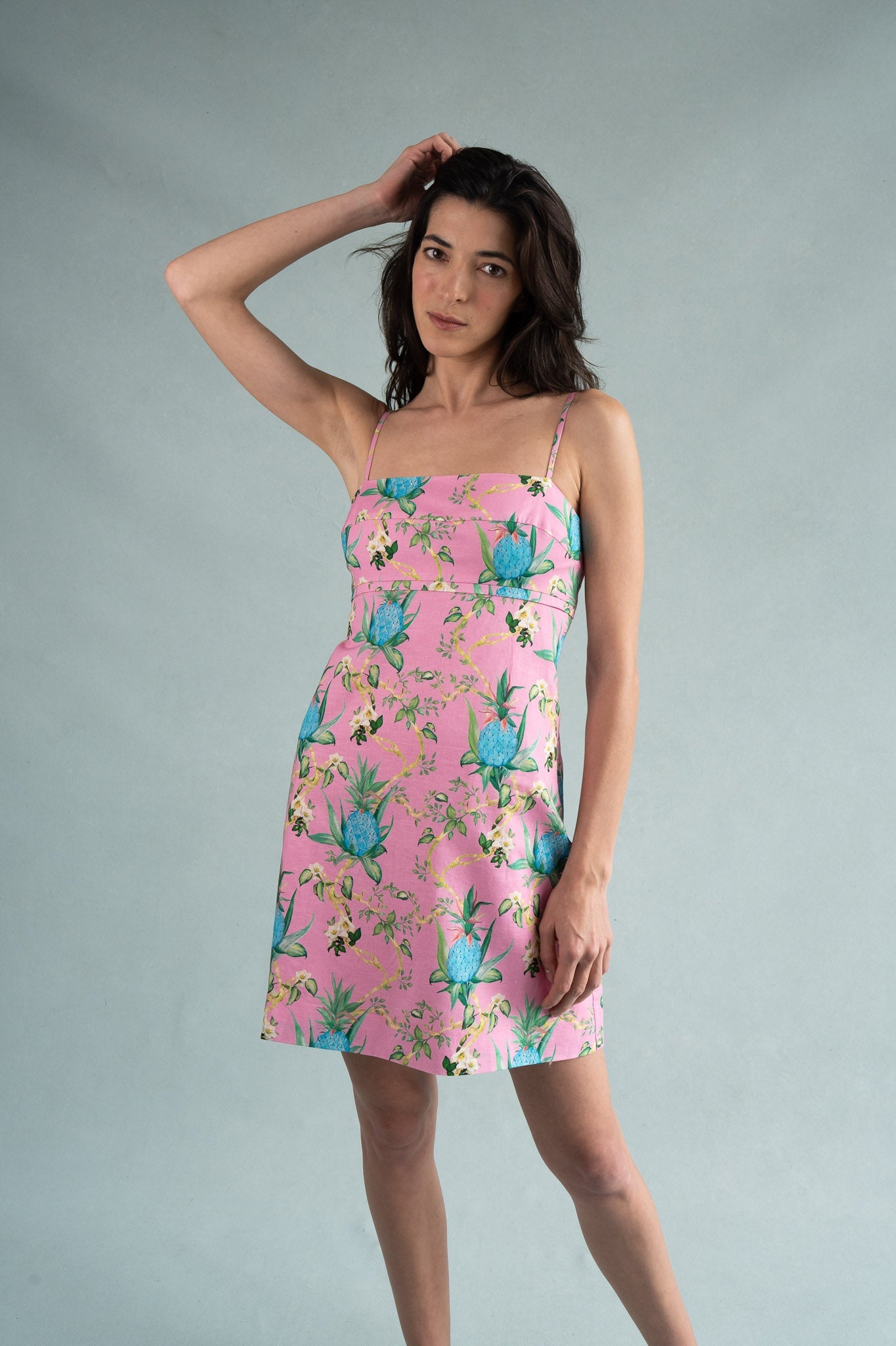 GWEN DRESS BLUE PINEAPPLES DRESSES RachelAntonoff.com 