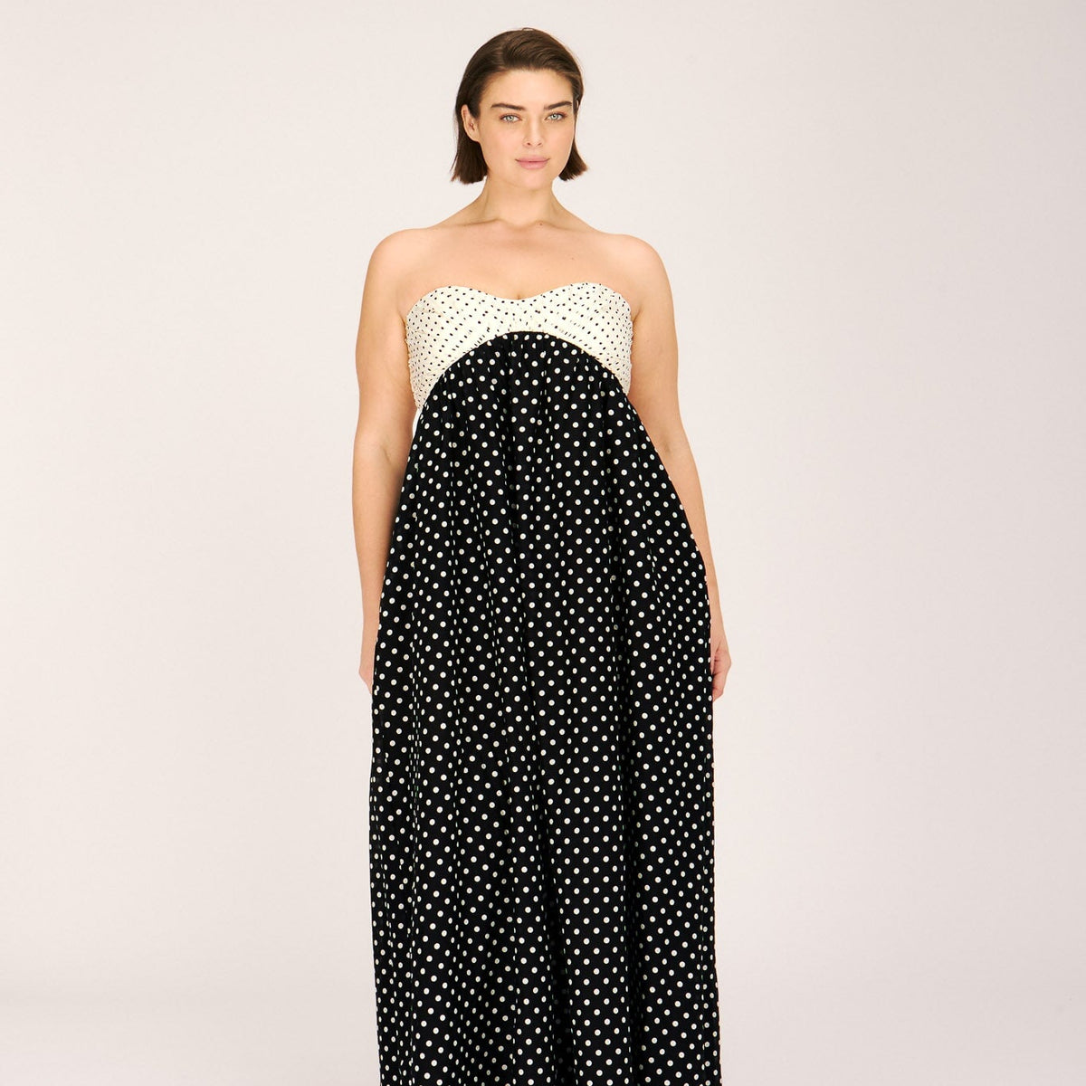 black and white polka dot maxi dress Jaclyn M Emerald Green Fantasy Dress gold buttons Collection Bottom Size:28x32