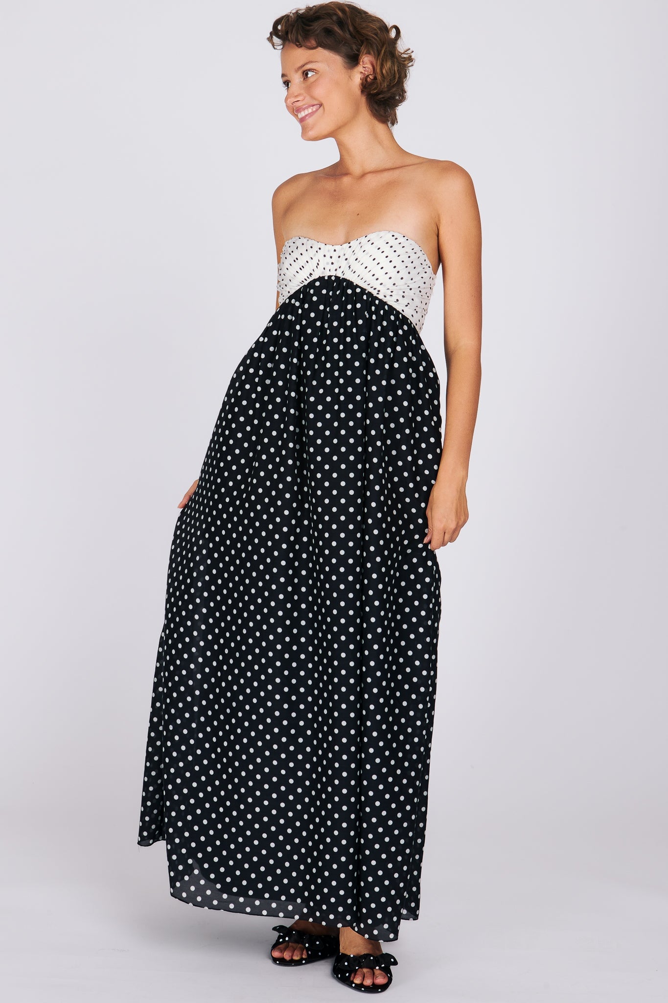 JACLYN MAXI DRESS BLACK & WHITE POLKA DOT DRESSES RachelAntonoff.com 