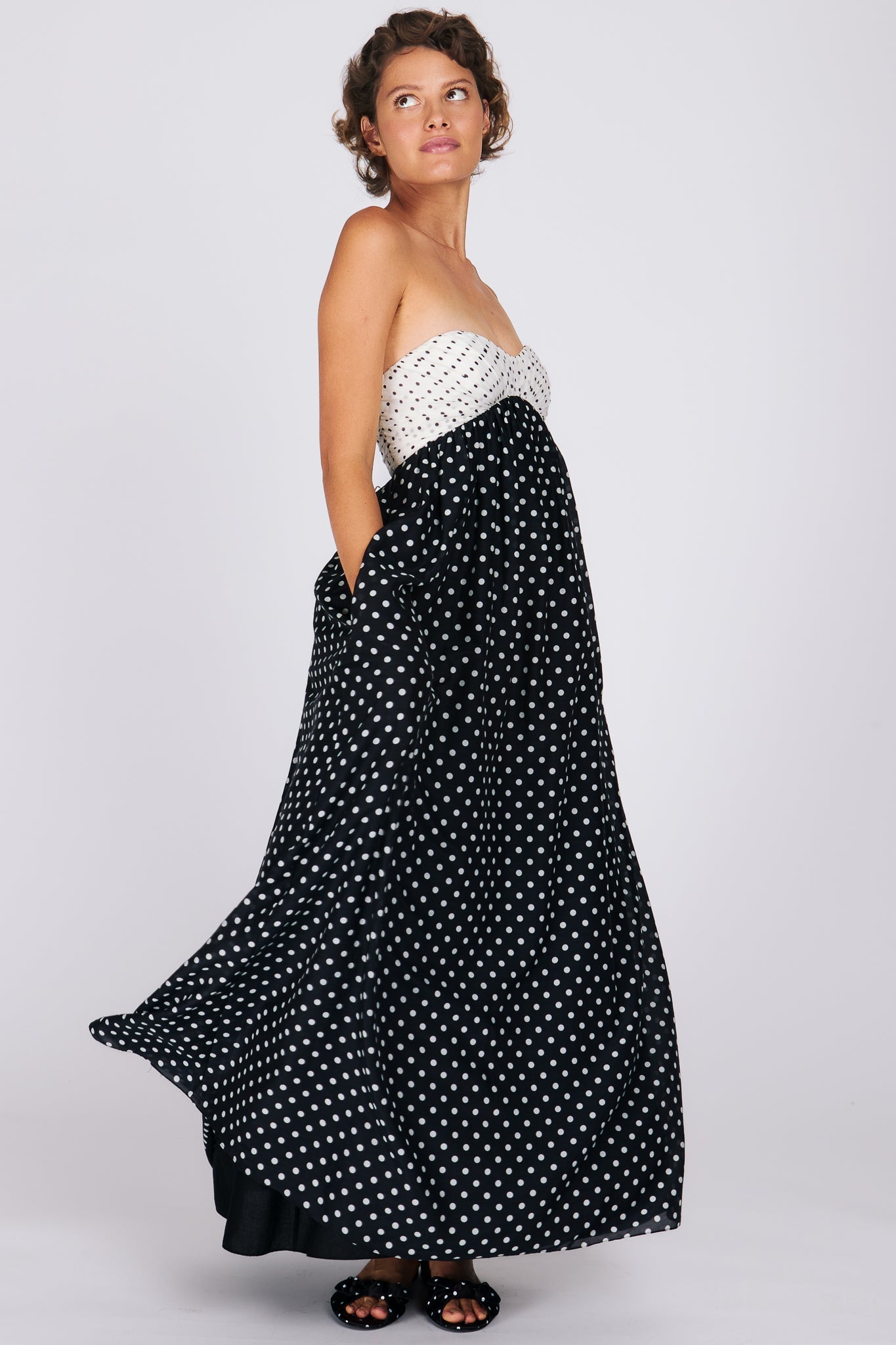 JACLYN MAXI DRESS BLACK & WHITE POLKA DOT DRESSES RachelAntonoff.com 