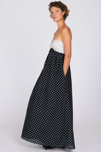 JACLYN MAXI DRESS BLACK & WHITE POLKA DOT DRESSES RachelAntonoff.com 