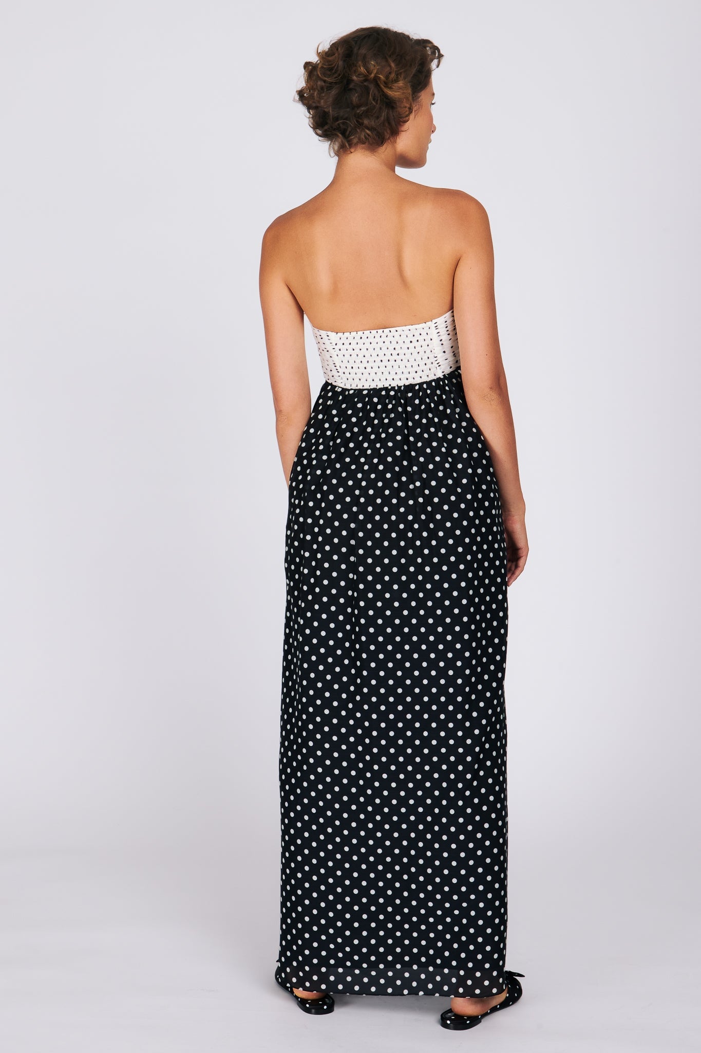 JACLYN MAXI DRESS BLACK & WHITE POLKA DOT DRESSES RachelAntonoff.com 
