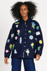 LIZZIE JACKET INDIGO W/ PATCHES OUTERWEAR RachelAntonoff.com 
