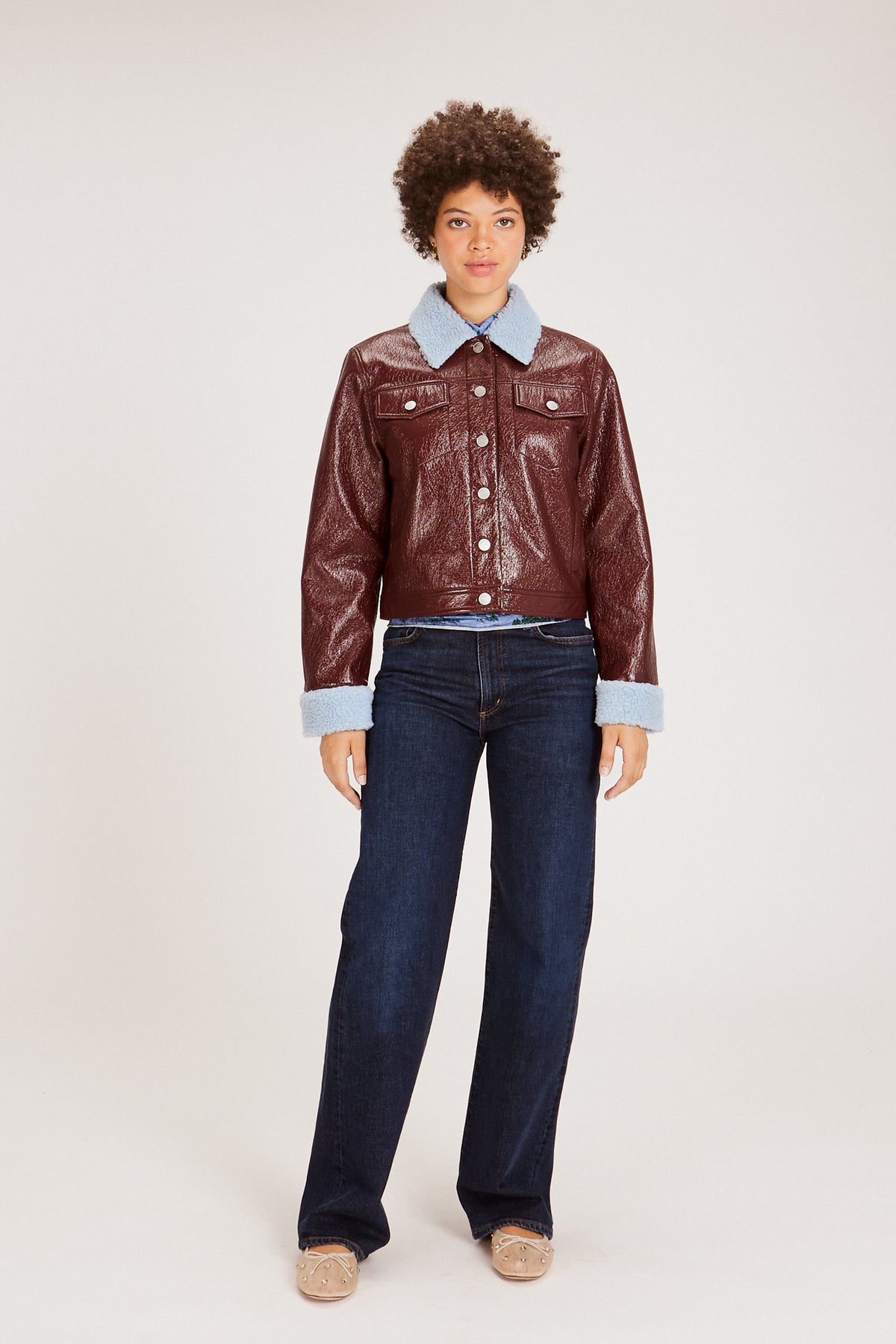 LORELAI JACKET BURGUNDY & ICE BLUE