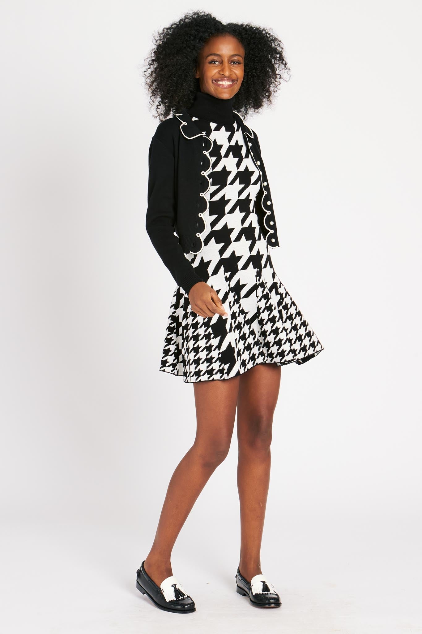 Black and White houndstooth turtleneck mini dress L - Black/White | Rachel Antonoff - L | Rachel Antonoff Black and White houndstooth turtleneck mini dress L - Black/White | Rachel Antonoff - L | Rachel Antonoff