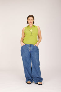 MARGARITA POLO LIME TOPS RachelAntonoff.com 