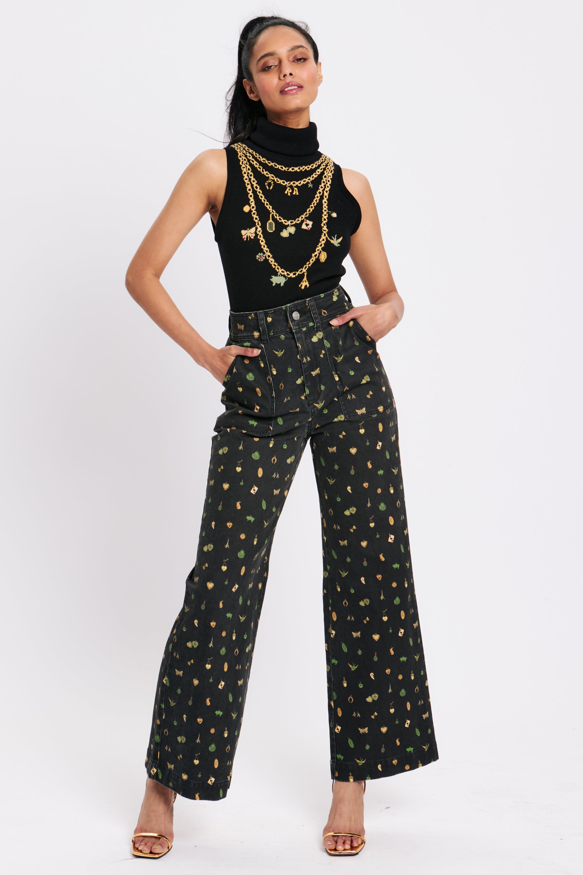 Wide Leg Black Charm Pant | Rachel Antonoff