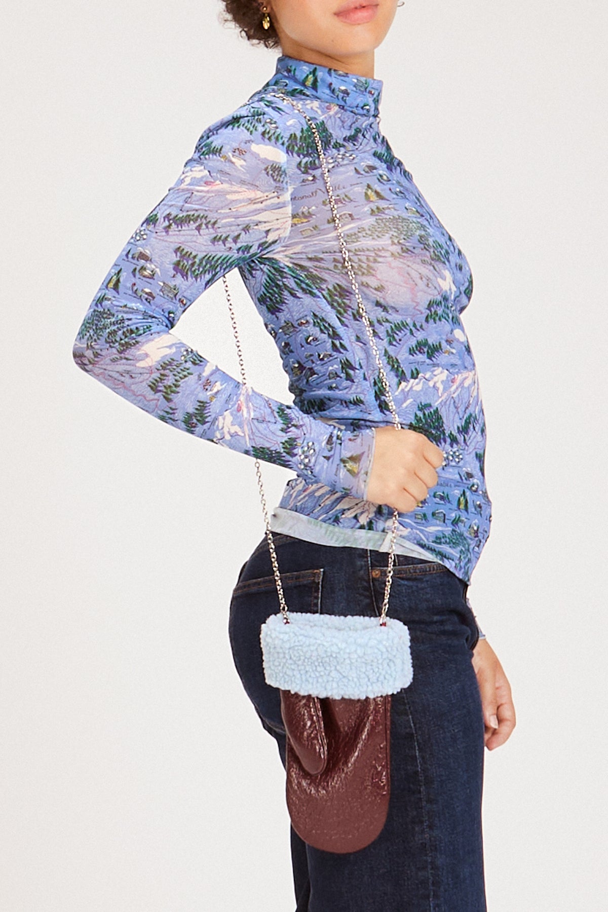 MITTEN BAG BURGUNDY & ICE BLUE
