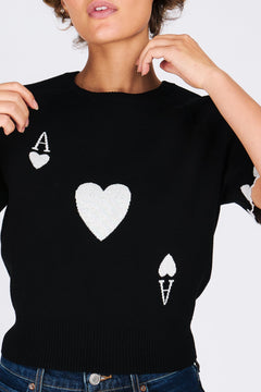 Ace of Hearts Black and White Sweater - RachelAntonoff.com