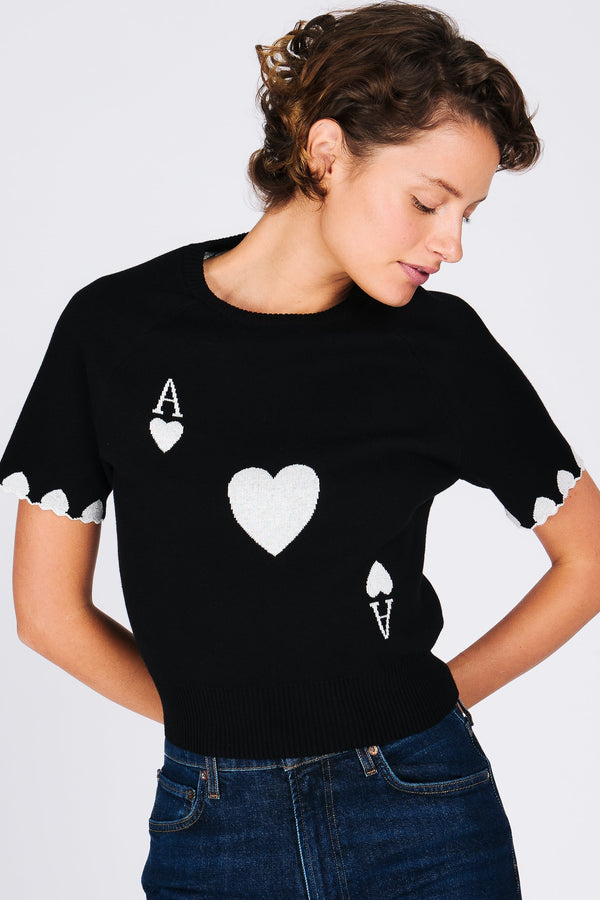 Ace of Hearts Black and White Sweater - RachelAntonoff.com