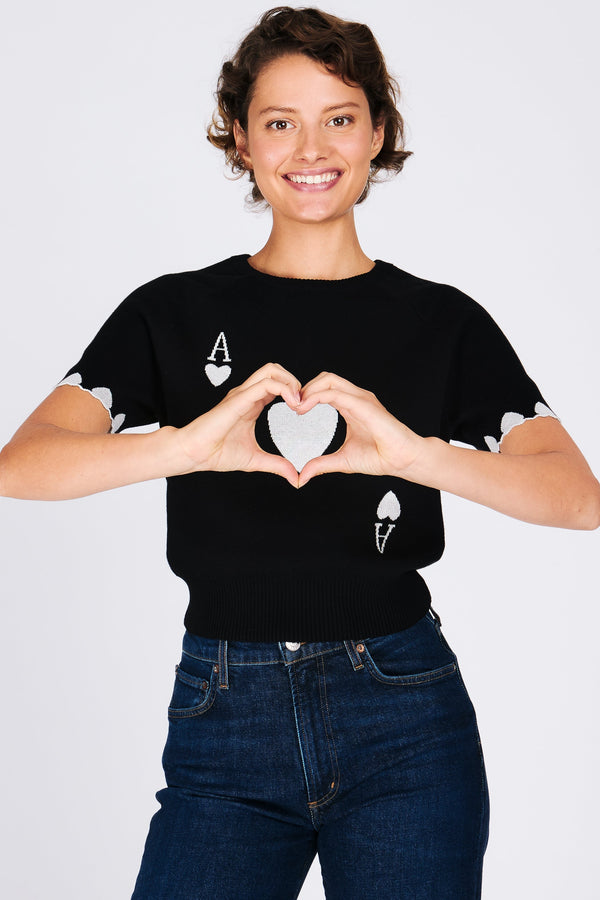 Ace of Hearts Black and White Sweater - RachelAntonoff.com