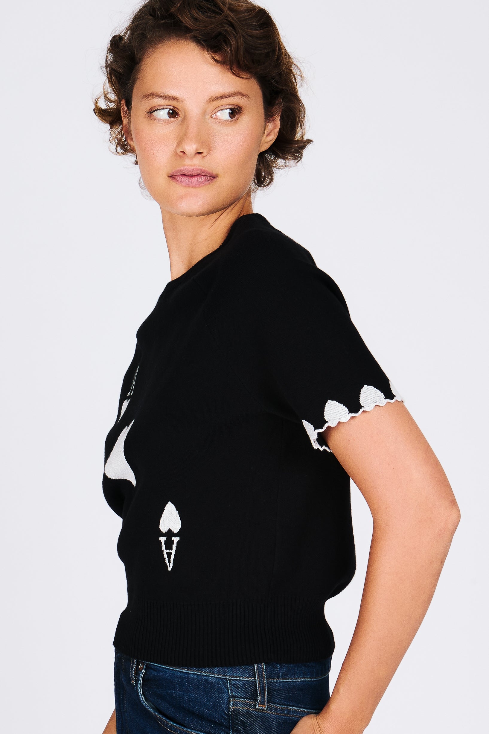 Ace of Hearts Black and White Sweater