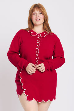 Red Cropped Collared Cardigan - RachelAntonoff.com