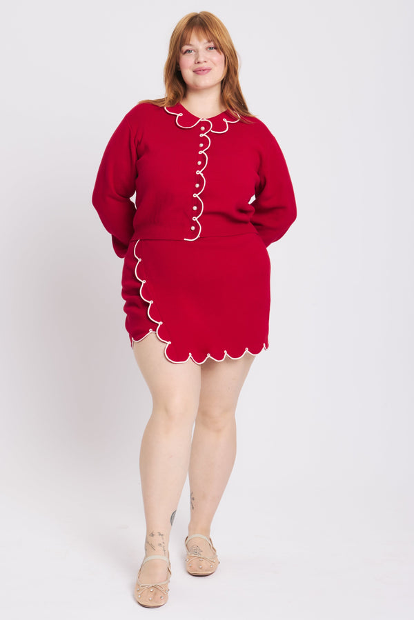 Red Cropped Collared Cardigan - RachelAntonoff.com