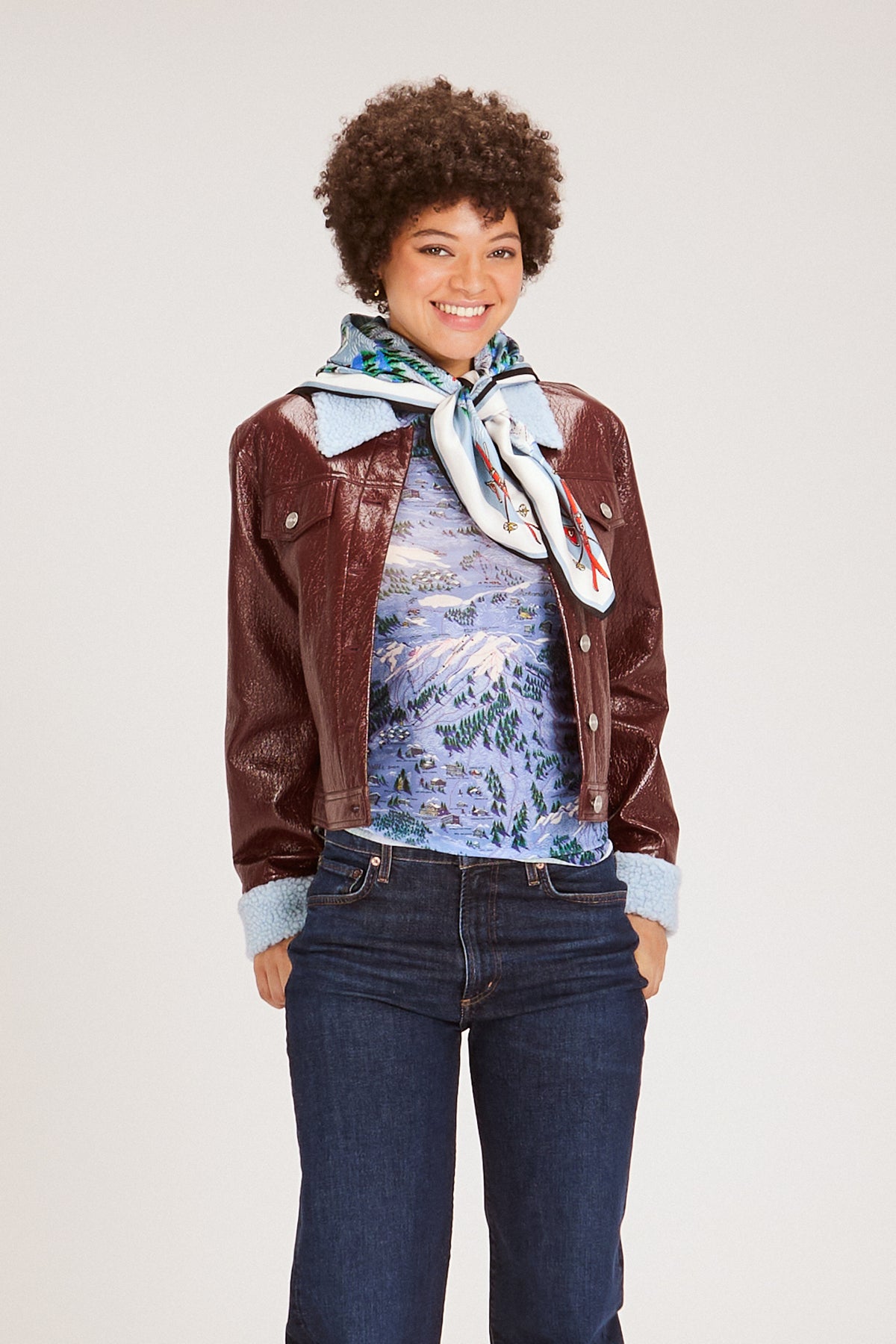 SCARLETT SILK SCARF SKI TOWN MAP