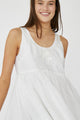 White Sleeveless Mini Dress - Cotton Silk 