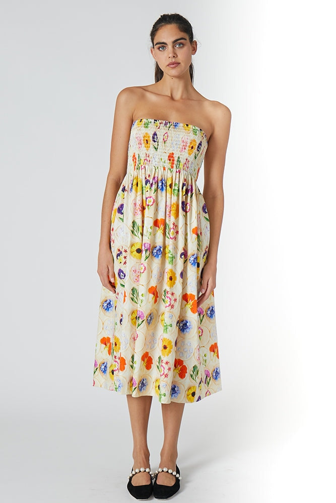 MINDY SMOCKED MIDI DRESS Dress/Jumpers RachelAntonoff.com 